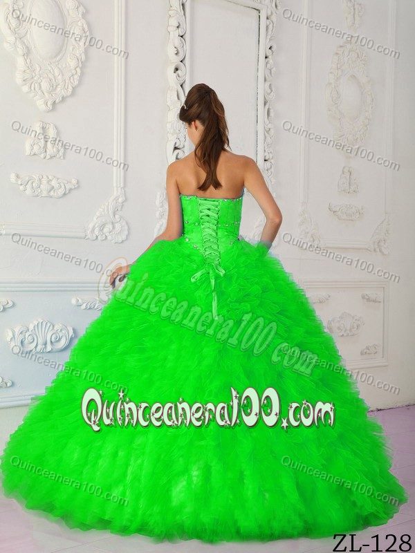 Unique Sweet Sixteen Dresses in Spring Green with Rhinestones American Idol dress