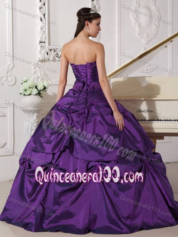 Cheap Purple Floor-length Sweet Sixteen Dresses with Pick-ups ...