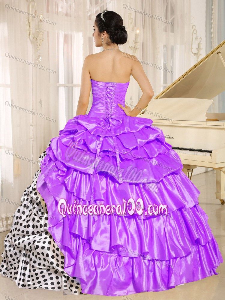 Multi-color Strapless Taffeta Pick-ups Quinceanera Gown Dresses