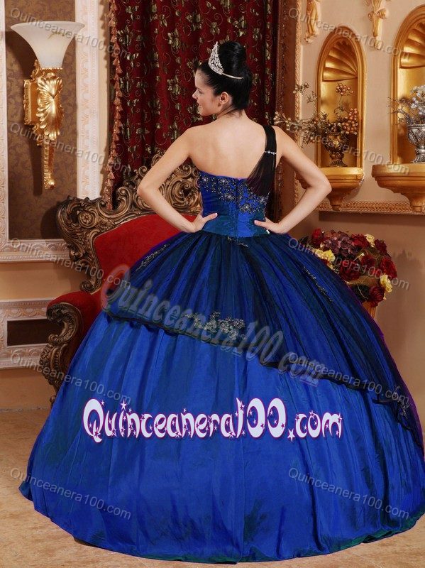 One Shoulder Ball Gown Appliques Quinceanera Party Dress in Style