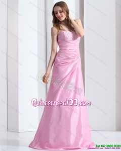 2015 New Style Baby Pink Sweetheart Dama Dress with Beading and Ruching