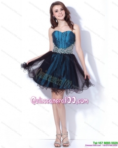 New Style Multi Color Sweetheart Sequined and Ruffled Dama Dresses for 2015