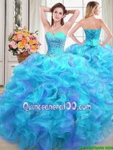 Brand New Sweetheart Organza Two Tone Quinceanera Dress with Beading and Ruffles