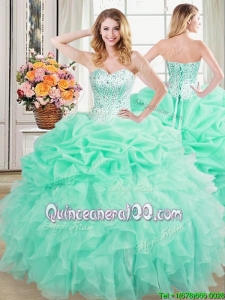 Exclusive Visible Boning Mint Quinceanera Dress with Beaded Bodice and Ruffles