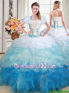 Luxurious Sweetheart Applique and Beaded Ruffled Quinceanera Dress in Gradient Color