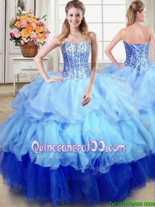 Popular Ball Gown Sweetheart Sequined and Ruffled Quinceanera Dress in Multi-color
