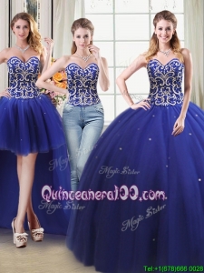 Unique Two For One Tulle Detachable Quinceanera Dress with Beading and Sequins