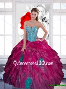 Gorgeous Sweetheart Beading Ball Gown 2015 Quinceanera Dress with Ruffles