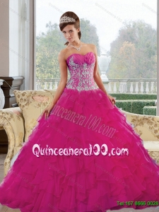 2015 Luxurious Sweetheart Quinceanera Gown with Appliques and Ruffles