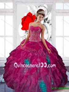 2015 Pretty Sweetheart Appliques and Ruffles Sweet Sixteen Dresses in Multi Color