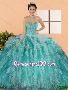 2015 Pretty Sweetheart Quinceanera Dresses with Appliques and Ruffles