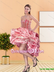 2015 Discount Sweetheart Dama Dresses with Beading and Pick Ups