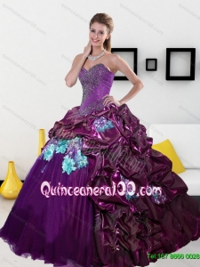2015 Luxurious Sweetheart Quinceanera Dresses with Pick Ups and Appliques