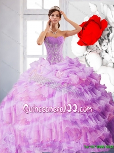 Artistic Strapless Appliques and Ruffles 2015 16 Birthaday Party Dress in Lilac