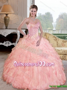 Colorful Beading and Ruffles Sweetheart Quinceanera Dresses for 2015
