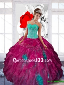 Fashionable Sweetheart Appliques and Ruffles Sweet Sixteen Dresses in Multi Color