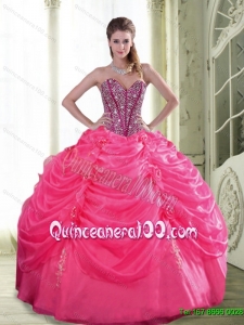 Unique Beading and Hand Made Flowers Quinceanera Dresses for 2015