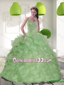 2015 Luxurious Sweetheart Quinceanera Dress with Beading and Ruffles