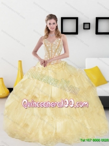 2015 Luxurious Sweetheart Quinceanera Dresses with Beading and Ruffled Layers