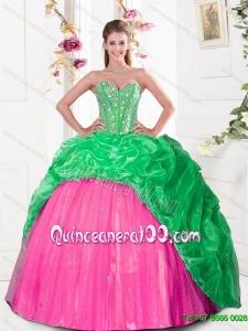 2015 Luxuriously Sweetheart Elegant Quinceanera Gown with Beading and Pick Ups