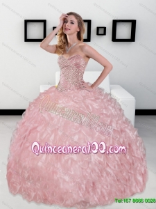 2015 Unique Sweetheart Ball Quinceanera Dresses with Beading and Ruffles