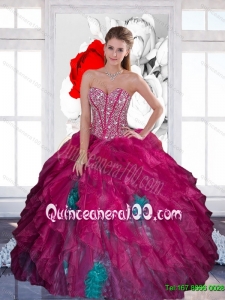 Beautiful Sweetheart Beading Multi Color 2015 Quinceanera Dress with Ruffles