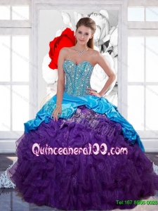 Beautiful Sweetheart Beading and Ruffled Layers Quinceanera Gown for 2015 Spring