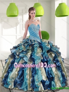 Fashionable Multi Color Quinceanera Dresses with Beading and Ruffles for 2015