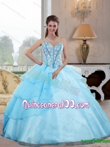 Luxurious Spaghetti Straps 2015 Quinceanera Dresses with Beading