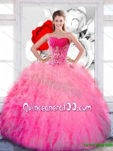 Luxurious Strapless 2015 Quinceanera Dresses with Ruffles and Appliques