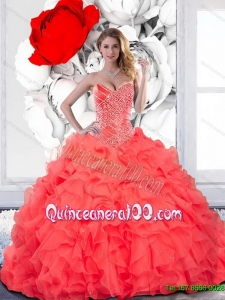 Remarkable Beading and Ruffles Sweetheart Quinceanera Dress for 2015