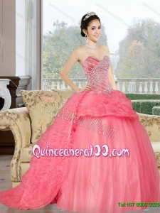 Unique Sweetheart 2015 Quinceanera Dress with Beading and Ruffles