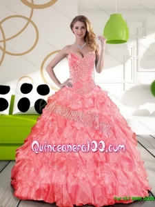 Unique Sweetheart 2015 Quinceanera Dress with Beading and Ruffles