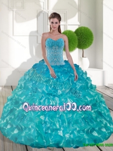 Unique Sweetheart Teal Quinceanera Dresses with Appliques and Ruffled Layers