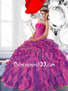 Luxurious Sweetheart 2015 Quinceanera Dress with Appliques and Ruffles