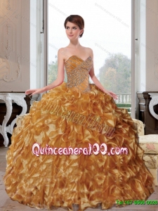 2015 Luxurious Sweetheart Appliques and Ruffles Quinceanera Dresses
