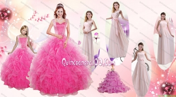 Beading and Ruffles Ball Gown Quinceanera Dress and Long Dama Dresses and Beading and Ruffles Little Girl Dress