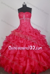 Exclusive Red Ball Gown Sweetheart Beading Quinceanera Dresses