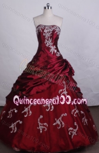 Exquisite Red Strapless Ball Gown Beading And Appliques Quinceanera Dresses