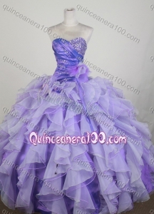 Gorgeous Lavender Ball Gown Beading Sweetheart Neck Hand Made Flower Quinceanera Dresses