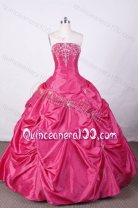 Hot Pink Sweetheart Ball Gown Strapless Appliques And Pick-ups Quinceanera Dresses
