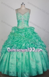 Beautiful Green Ball Gown Straps Appliques And Pick-ups Quinceanera Dress