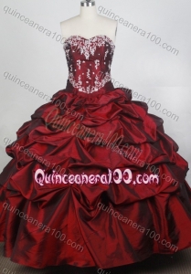 Exquisite Ball Gown Embroidery Sweetheart Wine Red Quinceanera Dresses