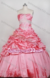 Luxurious Ball Gown Strapless Beading Watermelon Quinceanera Dresses