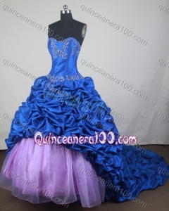 Luxurious Ball Gown Sweetheart Blue Appliques And Pick-ups Quinceanera Dress