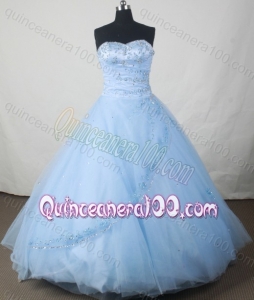 Popular Ball Gown Sweetheart Baby Blue Organza Beading Quinceanera Dress