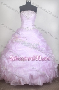 Romantic Beading Ball Gown Strapless Baby Pink Quinceanera Dresses