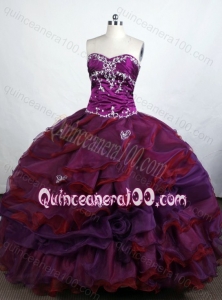 Beautiful Purple Ball Gown Sweetheart Ruffles And Beading Quinceanera Dresses