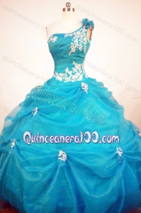 Exclusive Appliques And Pick-ups Ball Gown One Shoulder Neck Quinceanera Dresses