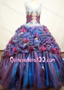 Exquisite Ball Gown Straps Appliques And Pick-ups Multi-color Quinceanera Dresses